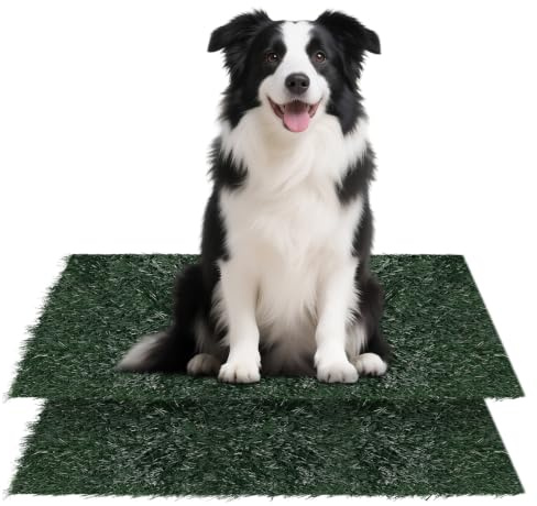 AUYAO Hundtoalett, återanvändbar hundtoalett, konstgjort hundgräs för uteplats balkong, konstgjord gräsmatta för hundar, förtjockad version (46 x 58 cm x 2 st)
