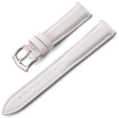 AMAUPCKCA Bracelet de montre en toile de voile, PVC et nylon, disponible en 18 mm, 19 mm, 20 mm et 22 mm. Bracelet de montre sport à dégagement rapide. Accessoires for montres.(White Silver,22mm)