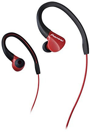 Pioneer SE-E3-R - Auriculares Deportivo (Resistente al Agua IPX-2, Clips Ajustables) Color Rojo, Medio