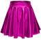 Damen Glänzend Höhe Taille Liquid Mini Rock Metallisch Elastische Taille A-Linien Pull On Skater Röcke (XL, Rosa Rot)