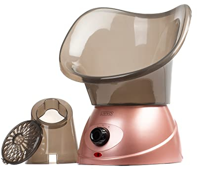 LIVIVO Facial Face Spa Steamer Inhaler with Aromatherapy Diffuser and Dual Nose-Cones Kit Set - Ideal to Use on Open Pores for Removal of Dirt Acne Pimples etc (Rose Gold)