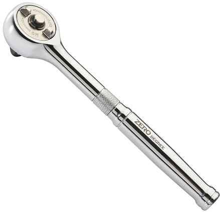 Zero Degree 38150 Ultra-Precise Gearless Ratchet – Nickel Plated High-Carbon Steel with ASME Certified Torque – Durable & Rust-Resistant – Perfect for Tight Spaces, 1/4 Drive