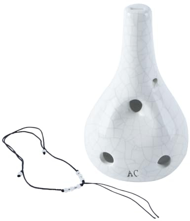 Alnicov Alnicov 6 Hole Ocarina,Wine Bottle Style Alto C Ocarina,Ice Crack Glazed Craft White