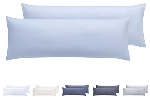 Todocama – Juego de 2 Fundas de Almohada, Microfibra Extra Suave, hipoalergénicas. Juego de 2-90x40 cm Azul Claro