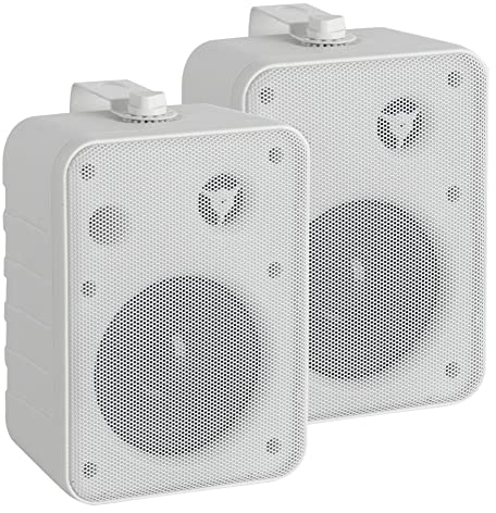 McGrey One Control WH MKIII Lautsprecher Paar - Kompakt-Boxen für Installation, Studio oder HiFi-Anwendung - 10 Watt RMS - 4 Woofer, 0,5 Hochtöner - Inkl. Montagebügel zur Wandbefestigung - Weiß