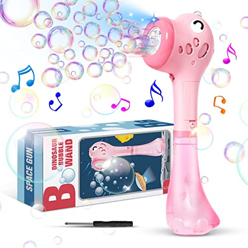 Panacare Elektrische Seifenblasenmaschine, Dinosaurier Bubble Stick Seifenblasenspielzeug 4000+ Seifenblasen/Min mit 360ML Super Seifenblasenlösung für Outdoor/Party/Hochzeit, Kinder Bubble machine