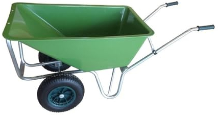 La zappa Brouette ''Wilby'' Chariot à Roulettes avec cadre tubulaire galvanisé et baignoire en PVC 160 lt à deux roues
