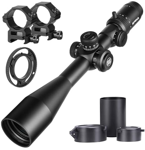 SPINA OPTICS 4-16x44 / 6-24x50 SFP 2nd Focal Flat Rifle avec mil Dot Reticle et Support annulaire de 20 mm, Lunette de visée Noires étanches et antibuées, Tube de 30 mm