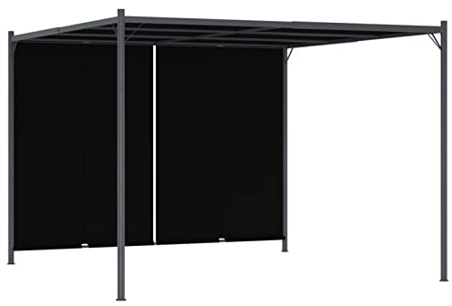 Camerina Gartenpergola mit Versenkbarem Dach 3x3 m Anthrazit Freistehend -Pergola Grillpavillon TerrassenüBerdachung