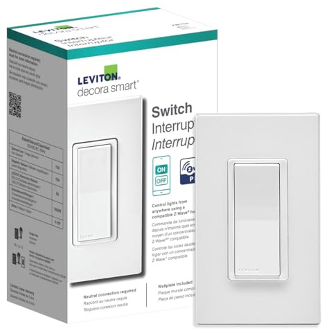 Leviton Decora Smart Switch, Z-Wave 800 Series, ZW15S-1RW, White