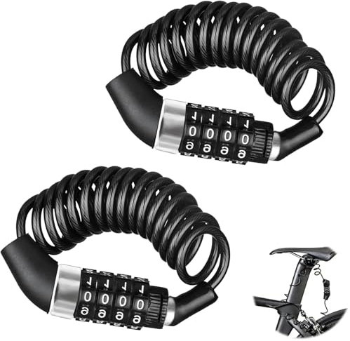 ZOBMIO 2pcs Helmschloss Motorrad, Helmschloss mit 4-Stelligem Zahlenschloss, Zahlenschloss Fahrrad Rost Und Korrosionsbeständig, Fahrradschloss mit Zahlencode Geeignet für Mountainbikes