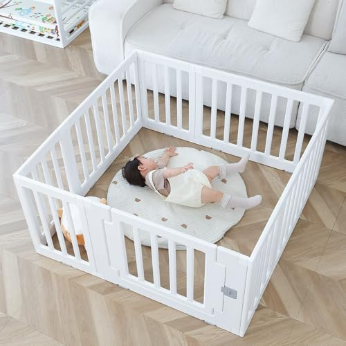 Gupamiga Baby Playpen Children Activity Center Safety Playground for Indoor and Outdoor White 4+3+1