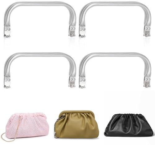 Mture 4PCS Aluminum Purse Frame, 20×9cm U-Shaped Metal Bag Frame, Kiss Clasp Handle, Tubular Hardware Internal Replacement for DIY Pouch Dumpling Clutch Handle Bag Making Sewing Craft