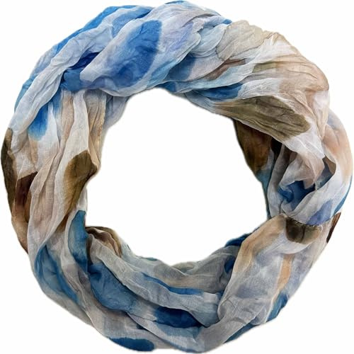 Jeamis cirkel siden loop gradient vår rund halsduk regnbåge unisex sommar lätt halsduk stola prickar, PricksH blå, 160 x 48 cm