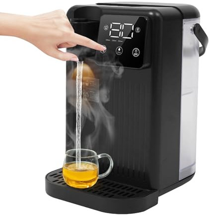 Dispensador de agua caliente de 1700 W, 3 L, dispensador de agua instantáneo con filtro e indicador LED, temperatura ajustable, 3 salidas de cantidad, para cocina, oficina, caravana (negro)