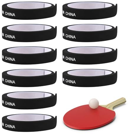 Genérico Cinta para Borde De Raqueta De Tenis De Mesa, 10 Unidades de Cinta para Raquetas de Tenis de Mesa, Accesorios Deportivos con Adhesivo Resistente para Partidos y Competiciones Regulares