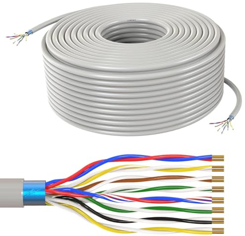 Lumonic Cable telefónico JYSTY Gris | 8x2x0,6mm CCA | 25m | código de Colores & escudado | Marcado de Metros | Cable de telecomunicaciones, Cable de conexión telefónica