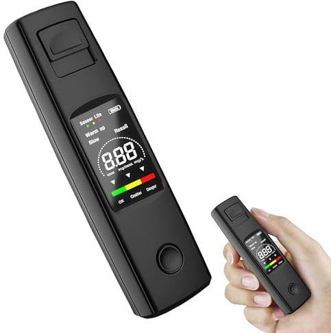 WIYETY Generisch Éthylotest de précision : portable avec écran LCD et mesure instantanée, testeur d'alcool professionnel pour la vie quotidienne (noir)