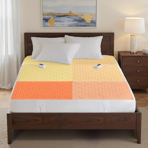 Serta Multi-Zone Heated Mattress Pad – Dual Controllers for Personalized Body & Foot Warmth, 10 Heat Settings, Auto Shut-Off, Soft Microfiber, Machine Washable, 15 Deep Pocket – King Size