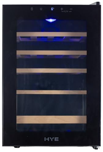 HYE Wine Cooler - 20 Bottle/62L Storage, Wooden Shelves, Black