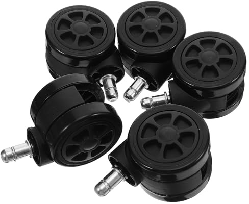 FOMIYES Set 5 Rotelle Girevoli per Sedia da Ufficio Stelo Ruote per Pavimenti in Legno Duro Kit Sostituzione Rotelle per Mobili da Ufficio Manovrabilità Liscia e Installazione Rapida