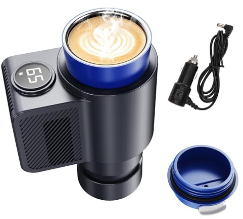 NIFBANG 2 in 1 Car Heating Cooling Cup Car Heated Mug,12V 36W Smart Portable Electric Heated and Cooled Travel Coffee Cup,Practical Small Cooling and Heating for Milk Water Coffee Beverage(Deep Black)