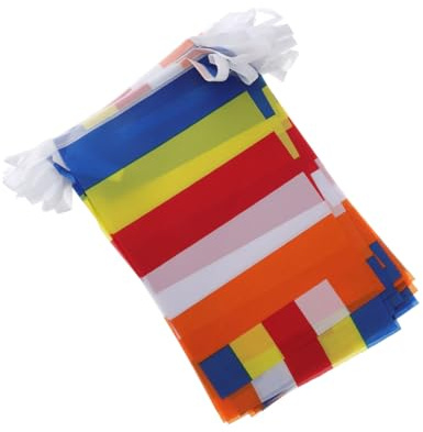 Ciieeo Drapeau de Prière Bouddhiste Cinq Couleurs en Polyester Solide pour Décoration Spirituelle de Temple et Cour Intérieure
