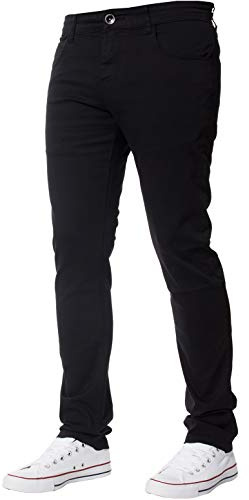 New Mens Kruze Stretch Slim Fit Chinos Branded Trousers Black Tan Navy White Holt 44 W X32L Black