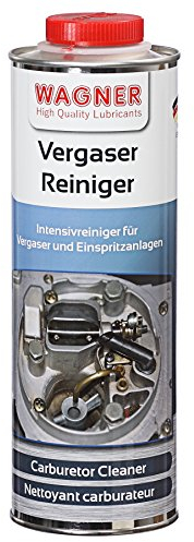 WAGNER Vergaserreiniger für Benzin-Motoren|Motorreiniger entfernt Ablagerungen,Verharzungen&Ölkohle in Ventilen,Vergasern,Kolben&Pumpen |Motorspülung für Old-&Youngtimer,Kleingeräte,Boote|1 Liter