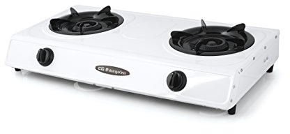 Orbegozo FO 2600 - Hornillo a gas, gas butano o propano, encendido piezoeléctrico, dos quemadores de triple corona, uso exterior, pies antideslizantes