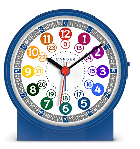 Cander Berlin MNU 1009 J Kinderwecker Wecker Kinder lautlos blau geräuschlos Lernuhr Kinderuhr Licht Snooze Tischuhr Beleuchtung geräuscharm Schlummer
