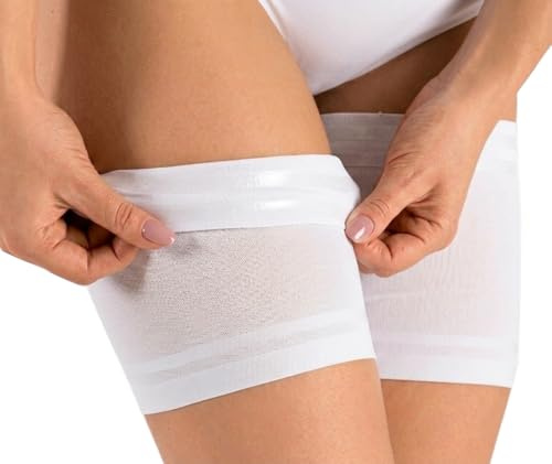 Sesto Senso Lisas y Sexys Bandas Femeninas para los Muslos Contra Rozaduras con Bandas de silicona de soporte en el interior Blanco 65-70 L