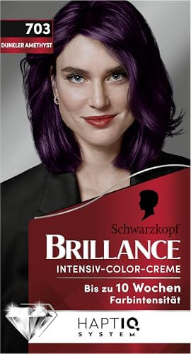 Brillance Intensiv-Color-Creme 703 Dunkler Amethyst (160 ml), dauerhafte Haarfarbe mit Diamant-Glanz und Pflege-Conditioner, für 10 Wochen Farbintensität