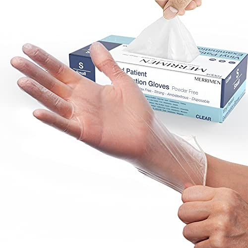Merrimen Boîte de 100 gants jetables multi-usage en vinyle sans poudre