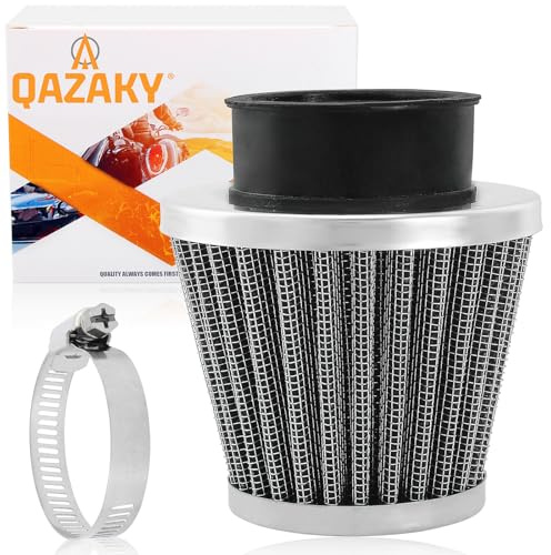QAZAKY Filtre à air universel 48 mm, 49 mm, 50 mm, nettoyant compatible avec 50 cm3-90 cm3, 110 cm3, 125 cm3, 140 cm3, 150 cm3, 200 cm3, 250 cm3, GY6, moto, VTT, scooter, quad, go kart, cyclomoteur