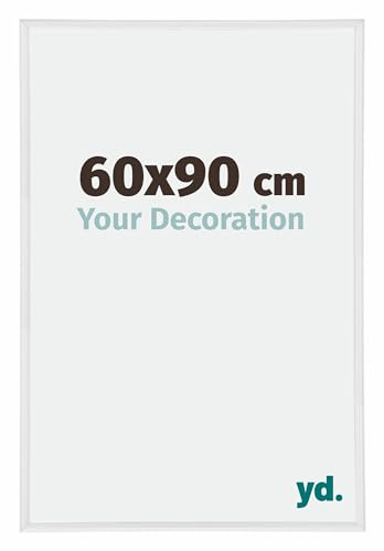 yd. Your Decoration - Cadre Photo 60x90 cm - Blanc Brillant - Cadre Photo en Plastique Avec Verre acrylique - Anti-Reflet - Cadre 60x90 - Annecy