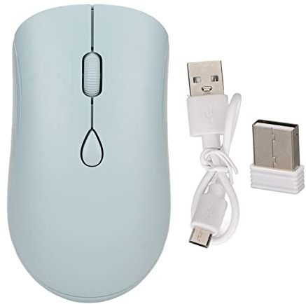 Vikye Ratón Inalámbrico para PC, Computadora Portátil, 2.4G Inalámbrico Bluetooth 5.2 Ratón Ergonómico 500mAh Batería Recargable 1600DPI Ratón Silencioso para PC de Escritorio de Oficina (Azul)