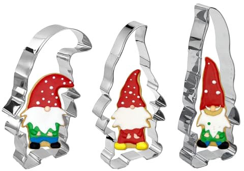 Namzinc 3tlg Ausstechformen Wichtel Weihnachten Groß Ausstecher Zwerg Edelstahl für Keks Plätzchen