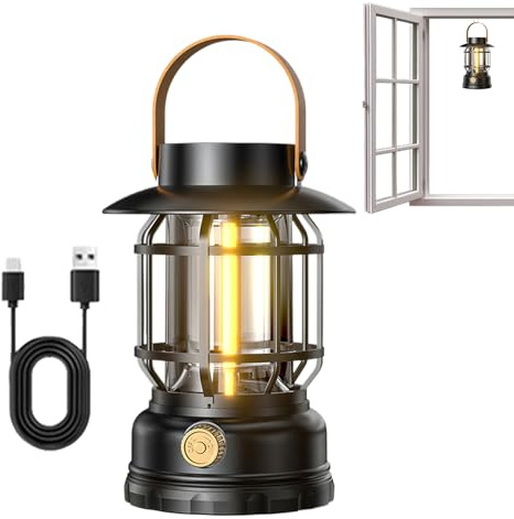 Lanterne solaire – Lampe de poche LED étanche rechargeable par USB – Lampe de poche de survie | Lumière avec 3 modes d'éclairage pour équipement de randonnée, tempête, utilisation en extérieur, maison