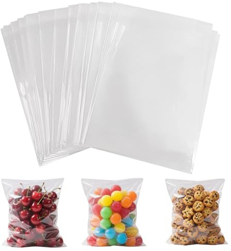 HMIEPRS 200 bolsas de celofán transparentes autoadhesivas para galletas, 18 x 15 cm, bolsas de plástico para caramelos, bolsas de regalo para embalaje, panadería, galletas, caramelos, joyas, regalo