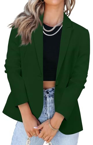 Blazer Femme Chic Et Elegant Veste Tailleur Femme Ajustée Mariage Classique Jacket Automne Long Travail Blouson Mode Mi Saison Imprimée 2#Vert XXL