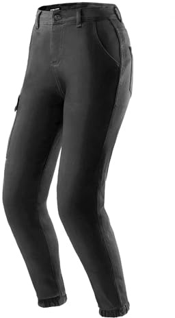 REBELHORN Faster Lady Pantaloni Jeans da Moto Donna | Fodera in Fibra Aramidica | Protezioni per Ginocchia e Fianchi Livello 2 | Tasca per Protezione Coccige | Tasca Cargo | Tapered Fit