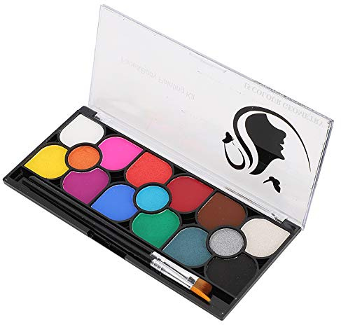 TOPINCN Kit Professionale di Pigmenti per Pittura Viso e Corpo Solubile in Acqua, Colori Vivaci per un Trucco Squisito, Facile Rimozione, Non Tossico, per Adulti e Bambini, 15 Colori con 2 Pennelli,
