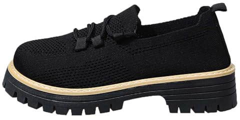 Scarpe Camminata Sportiva Donna Nere per Diabetici Casual alla Moda, Sneakers con Plateau e Lacci, comode Calzature da Passeggio, Colore Tinta Unita (Black, 38)