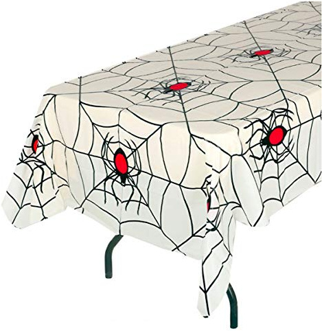 FIESTAS GUIRCA | Mantel de Telarañas Blanco (137x274 cm) - Decoración de Mesa para Fiestas de Halloween Terroríficas - Ideal para Celebraciones de Miedo - Blanco