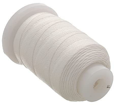 The Beadsmith Cordón de Seda Pura – Blanco, tamaño F (0,348 mm/0,0137”), 140 Yardas (420 pies), Carrete de 1/2 Onza