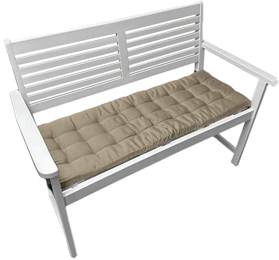 Brandsseller Cuscino per panca 120x40x4 cm – Per panca da giardino e panca da pranzo – Idrorepellente, facile da pulire e morbido e imbottito – Uso interno & esterno – Taupe/Beige