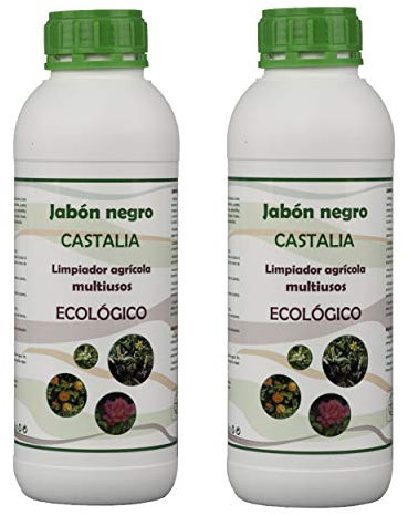 Castalia Jabón Negro Ecológico - Pack 2 de litros Total - Fertilizante e Insecticida de Alta Eficacia contra Mosca Blanca, Araña Roja, Trips, Cochinilla y Pulgón - Jabón Potásico