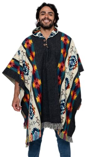 Alpaca Land, Handmade Ecuadorean Alpaca Wool Ponchos (US, Alpha, One Size, Regular, Regular, Grey Ambato)