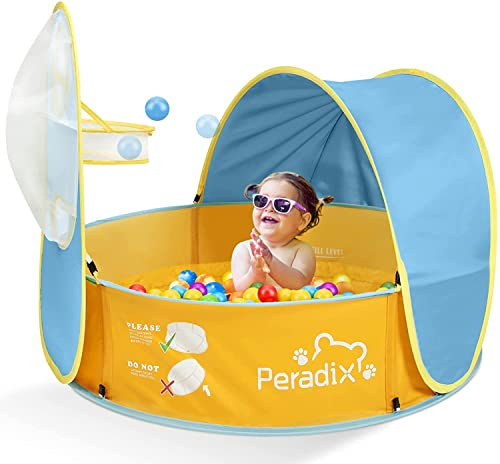 Peradix Tienda de Playa para Bebés Portátiles, Piscinas para Niños Infantil con Techo, Carpa Plegable Protección Sol Anti UV 50, Ventilación, Adecuado para Varios Lugares (Azul)